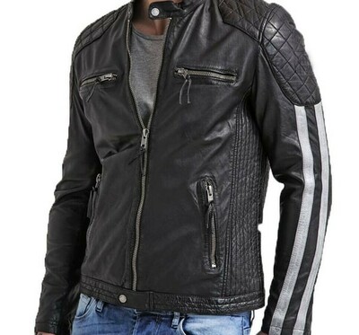 Mens Leather Jacket Stylish Slimfit Genuine Lambskin Motorcycle Bomber Biker