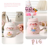 Cute Pig Mug With Spoon And Lid - Thumbnail 6