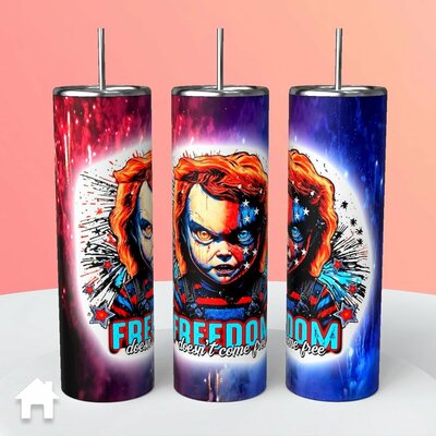 Child's play chucky "freedom isn't free" 4th of july independence day tumbler