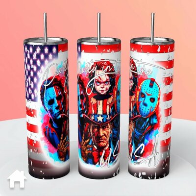 Horror icons "party in the usa" 4th of july independence day tumbler