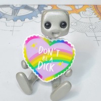 Don't Be A D*ck Robot Figurine Resin Art Toy Happy Mental Health and Boundaries Kawaii Desk Buddy - Thumbnail 1