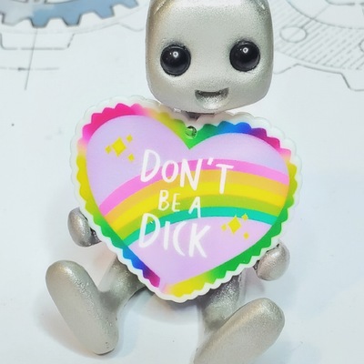 Don't be a d*ck robot figurine resin art toy happy mental health and boundaries kawaii desk buddy