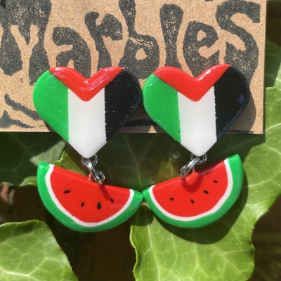 Palestine Heart & Watermelon earrings 