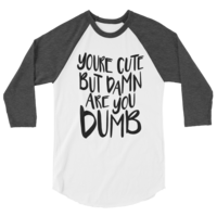 "You're Cute" Pink Plastic Cups Baseball Tee - Thumbnail 1