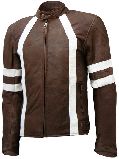 Distressed Brown Leather Motorcycle Jacket
