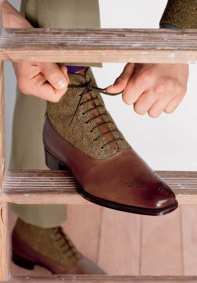 Beige Brown Two Tone Premium Leather Customized Stylish Oxford Lace Up Boots