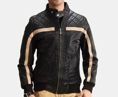New Men Handmade Black Leather Fashion Biker Jacket
