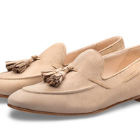 Ideal Design Beige Tassels Moccasin Shoes Men's Designer Shoes Men's Wedding Shoes Collection - Thumbnail 1