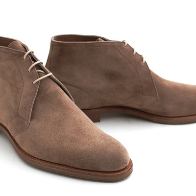 Camel suede handmade stylish dress chukka lace up boot men's formal boot - Thumbnail 3