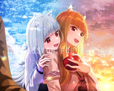 Myuri and Holo - Spice and Wolf (signed print)