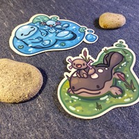 Wooper, Quagsire, and Clodsire Stickers - Thumbnail 1
