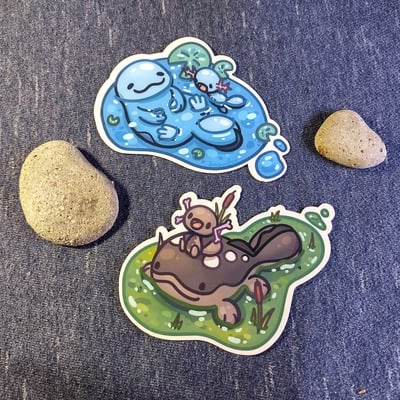 Wooper, quagsire, and clodsire stickers