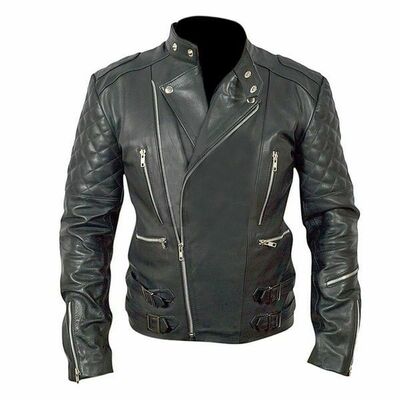 Men’s Motorcycle Cafe Racer Biker Jacket Genuine Real Lambskin Leather Jacket