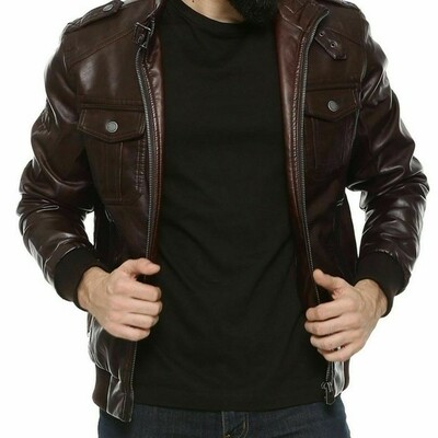 New leather jacket for men genuine lambskin zipper leather jacket