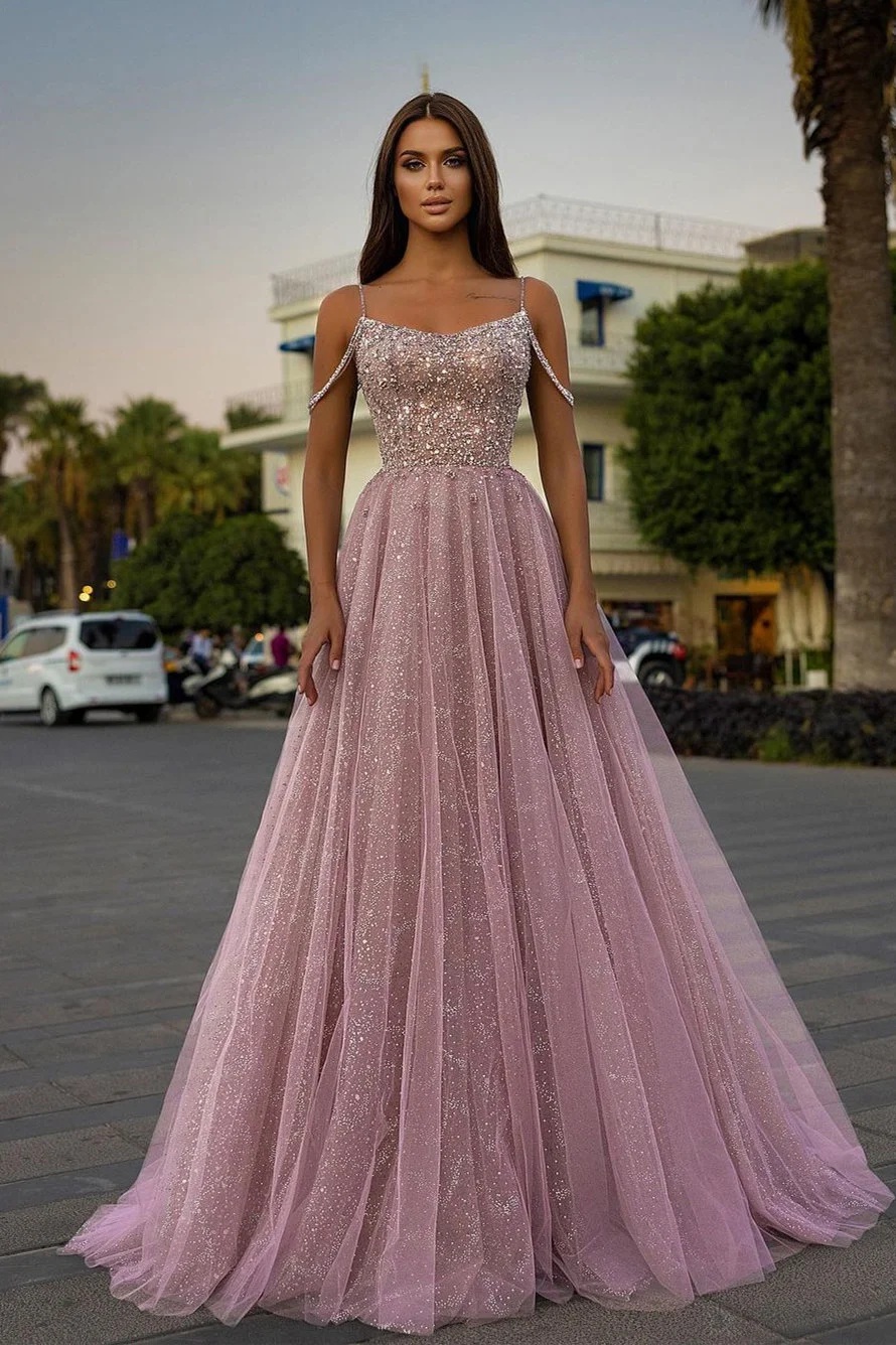 Sparky Beaded Pink Long Prom Dress for Women A Line Formal Party Gowns Evening Dresses sold by Hellerdress on Storenvy Sparky Beaded Pink Long Prom Dress for Women A Line Formal Party Gowns Evening Dresses sold by Hellerdress on Storenvy