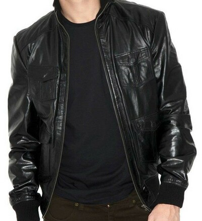 Men's Black Leather Shirt - Handmade, Premium Quality Cow Leather