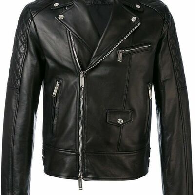 Men's stylish motorcycle jacket real leather sheepskin jacket - Thumbnail 4