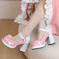 Sweet Bowknot Lacy Strap Platform High Heels - Thumbnail 2
