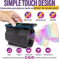 Phone Volume Amplifier Sound Booster - No Bluetooth or Cables, Set Smartphone on Speaker to Amplify Audio, Universally Compatible Speakers (Black) - Thumbnail 1