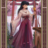 Inuyasha Art Print | Gold Metallic Inuyasha & Kagome Painting | Sesshoumaru Print | Isekai Tarot Collector Print  - Thumbnail 5