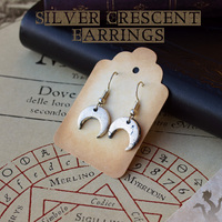 Moon crescent earrings, minimal, witchy, fantasy, alternative jewelry, golden, copper, and silver - Thumbnail 2