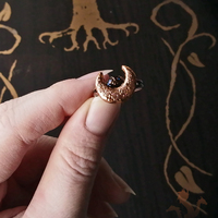 Moon crescent ring, minimal, witchy, fantasy, alternative jewelry, silver, copper, golden - Thumbnail 4