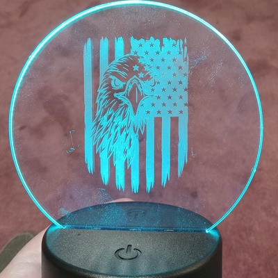 #235 lit acrylic sign - eagle and flag