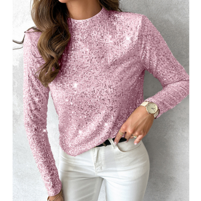 Fashion long sleeved temperament bead top