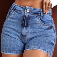 Women'S Hot Diamond Tight Denim Shorts - Thumbnail 1