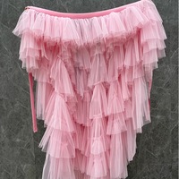 Lime Green High Low Tulle Skirt, Wedding Bridesmaid Tulle Skirt Outfit,  Romantic Custom Plus Size - Thumbnail 4