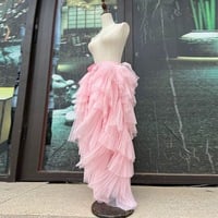 Lime Green High Low Tulle Skirt, Wedding Bridesmaid Tulle Skirt Outfit,  Romantic Custom Plus Size - Thumbnail 5