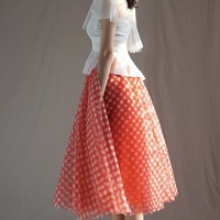 Women RED Plaid Tulle Skirt High Waisted  Plus Size Long Tulle Skirt   - Thumbnail 3