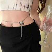 Dainty Butterfly Long Waistband Chain Necklace - Thumbnail 2
