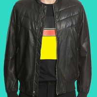 New Black Men's Leather Jacket Overcoat Bomber Biker Lambskin Jacket - Thumbnail 1