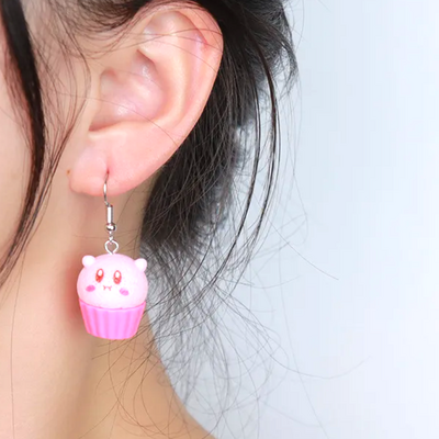 Kirby cupcake earrings