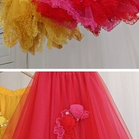 High Low Tulle Skirt, Red Layered Tulle Tutu Skirt Outfit , Plus Size  Ruffle Tulle Skirt  - Thumbnail 6