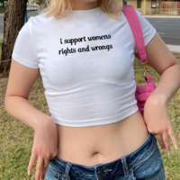 I SUPPORT WOMENS RIGHTS AND WRONGS BABY TEE - Thumbnail 2