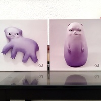 Set Ceramic Tile "Duality in Purple: Imaginary Creatures" by Clementine Bal - Thumbnail 2