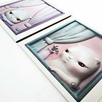 Set Ceramic Tile "Looking at the World: Two Curious Creatures" by Clementine Bal - Thumbnail 4
