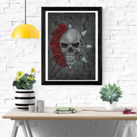 Roses and skull signed art print - Thumbnail 1