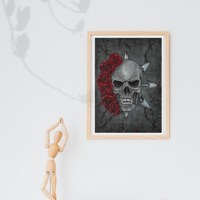 Roses and skull signed art print - Thumbnail 2