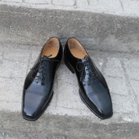 Crafted Leather Classic Men Black Calf Leather Dress Shoes - Thumbnail 2