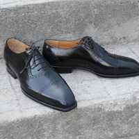 Crafted Leather Classic Men Black Calf Leather Dress Shoes - Thumbnail 4