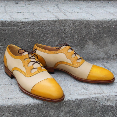  crafted leather 3 loop oxford straight-tip, gillie spectator style dress wedding shoes - Thumbnail 4