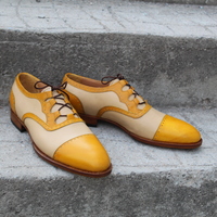  Crafted Leather 3 Loop Oxford Straight-tip, Gillie Spectator Style Dress Wedding Shoes - Thumbnail 2