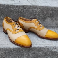  Crafted Leather 3 Loop Oxford Straight-tip, Gillie Spectator Style Dress Wedding Shoes - Thumbnail 3