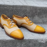  Crafted Leather 3 Loop Oxford Straight-tip, Gillie Spectator Style Dress Wedding Shoes - Thumbnail 4
