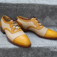  Crafted Leather 3 Loop Oxford Straight-tip, Gillie Spectator Style Dress Wedding Shoes - Thumbnail 5