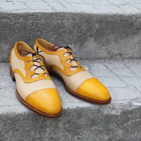  Crafted Leather 3 Loop Oxford Straight-tip, Gillie Spectator Style Dress Wedding Shoes - Thumbnail 7