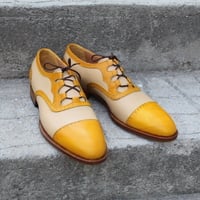  Crafted Leather 3 Loop Oxford Straight-tip, Gillie Spectator Style Dress Wedding Shoes - Thumbnail 6